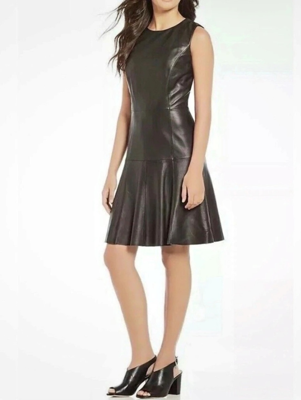 NWT $219 Antonio Melani Black Vegan Leather Mini Dress Size 6